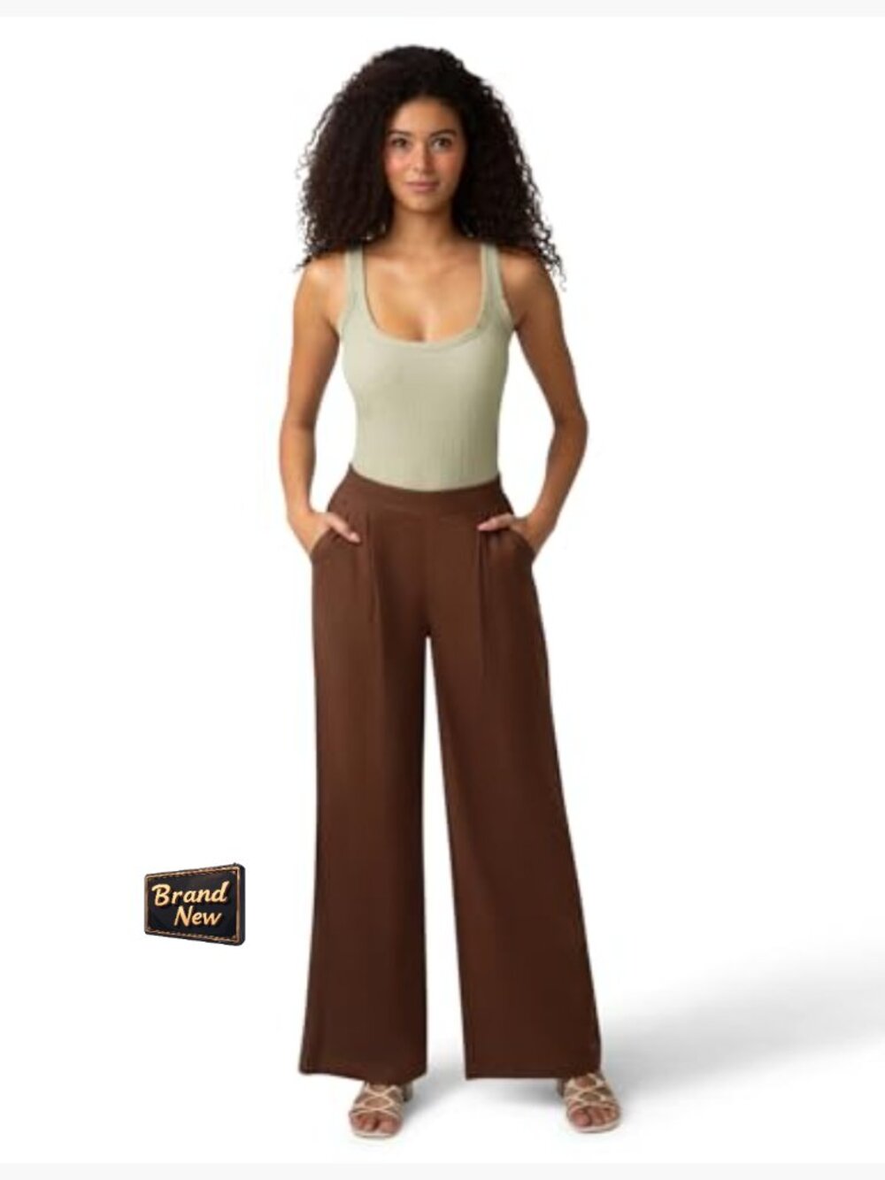 HUE Coastal Linen Palazzo Pull-on Pant, Wide Leg, 32-Inch Inseam, Pockets - Picture 7 of 7